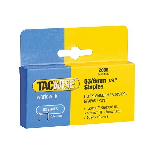 Tacwise 334 53 Light-Duty Staples 6mm (Type JT21 A) Pack 2000